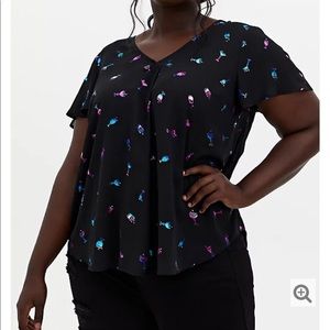 Torrid Size 2 Black Cocktail Georgette Pleated Front Blouse